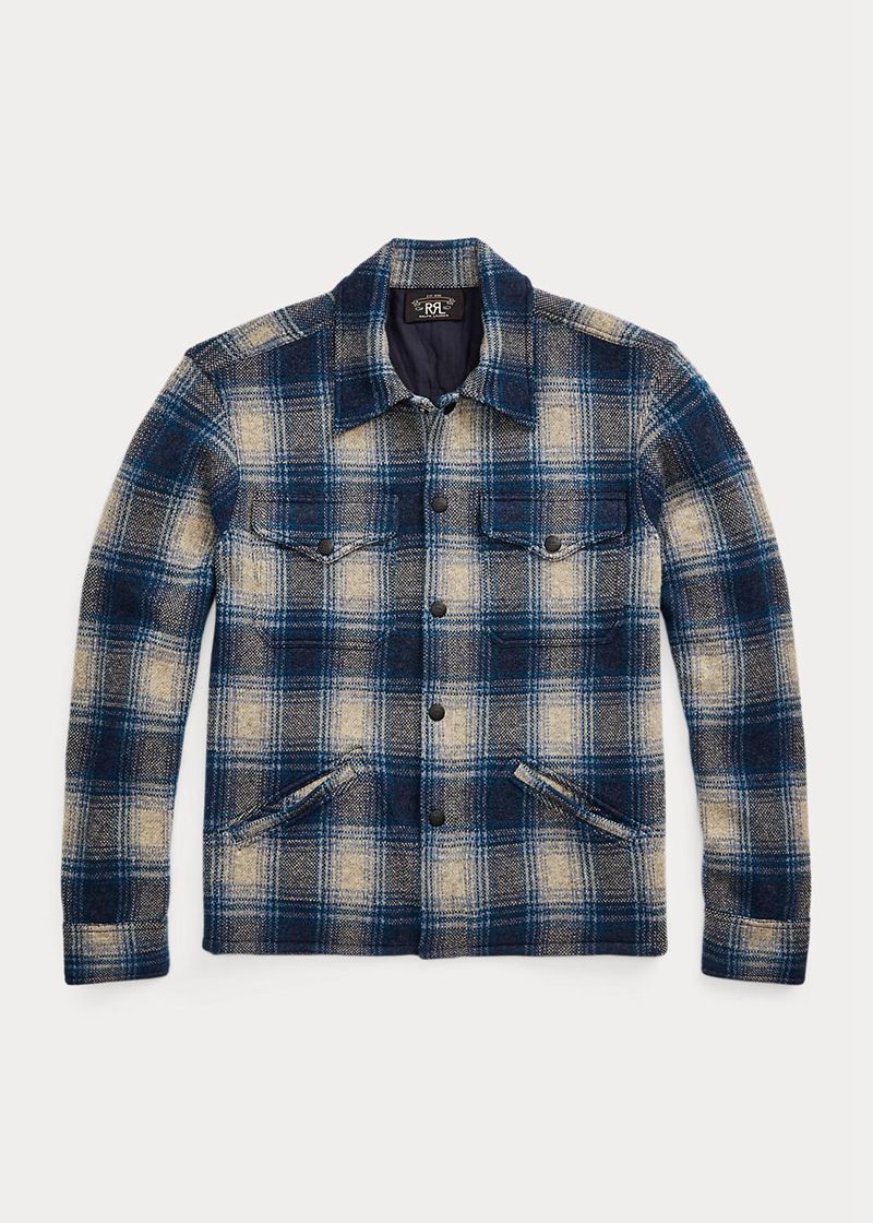 Sueter RRL Hombre Plaid Wool-Cashmere Workshirt Jumper Chile Multicolor ZYSQW-7283